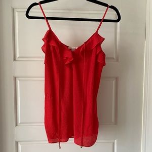 Red ruffle tank